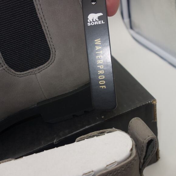 NEW Sorel Emelie II Chelsea Waterproof Bootie Quarry Gray Black Women's 8 NO BOX - Picture 3 of 9